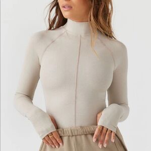 Joah Brown Cream Long Sleeve Top XS